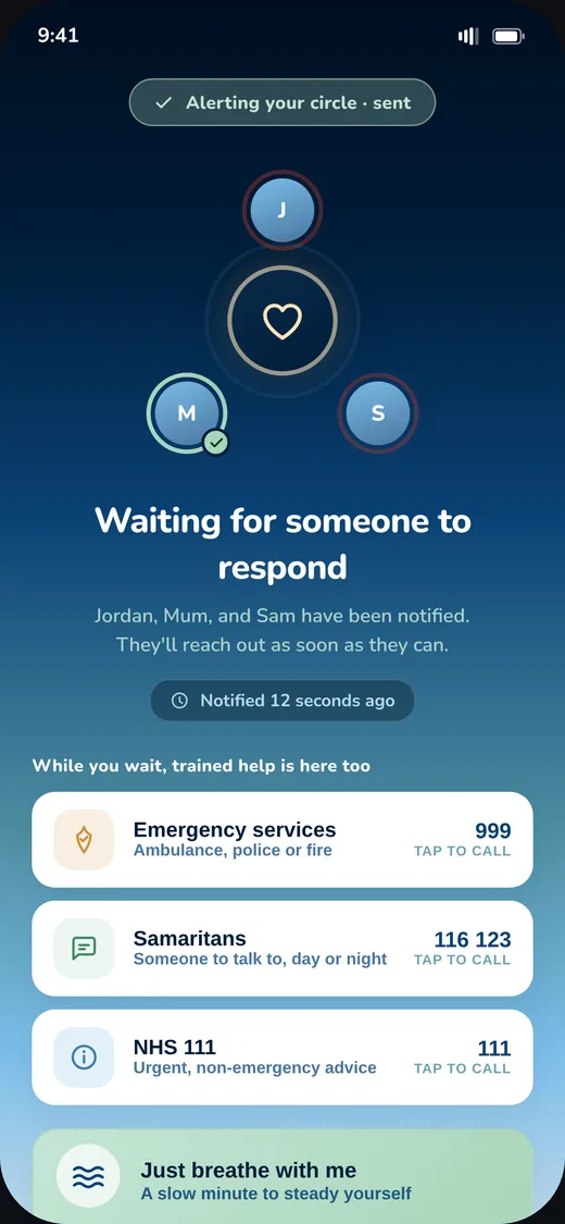 Waiting for someone to respond, with helplines