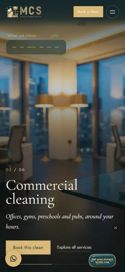 Commercial cleaning on a phone